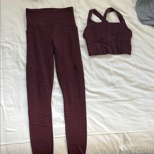 Women's Athleta Burgundy Activewear Set
